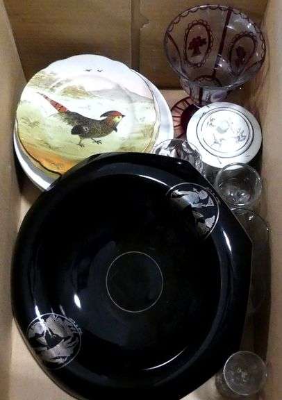 BOX LOT OF GLASS AND CHINA