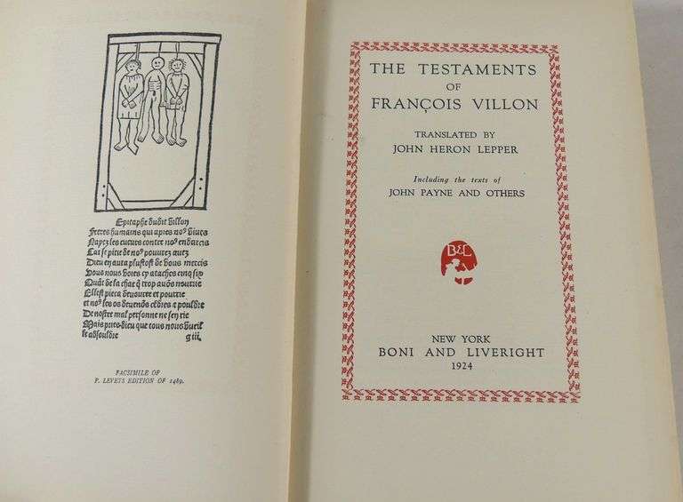 1924 THE TESTAMENTS OF FRANCOIS VILLON