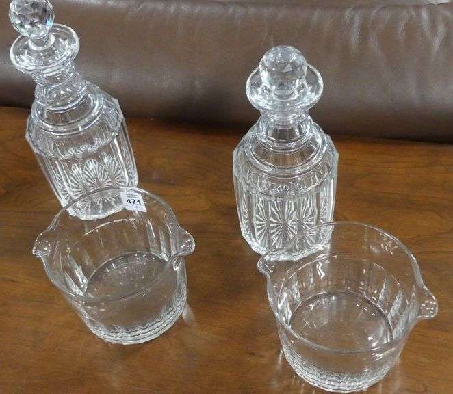 PAIR OF DECANTERS AND WINE RINSERS