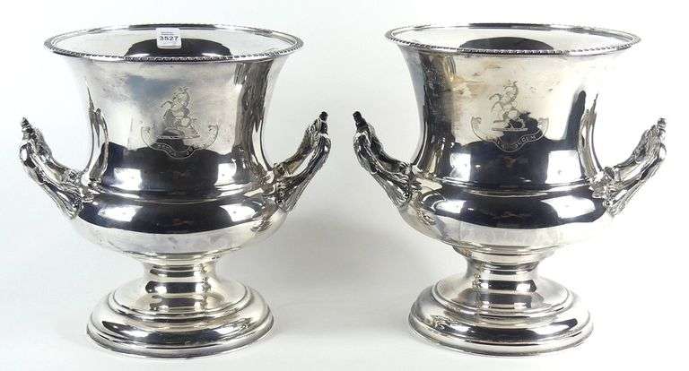 PAIR SILVERPLATED ICE BUCKETS