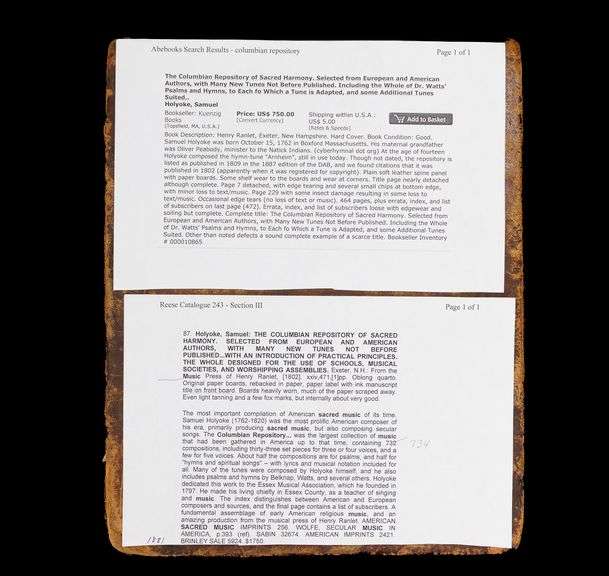 RARE 1802 MUSIC BOOK BY SAMUEL HOLYOKE