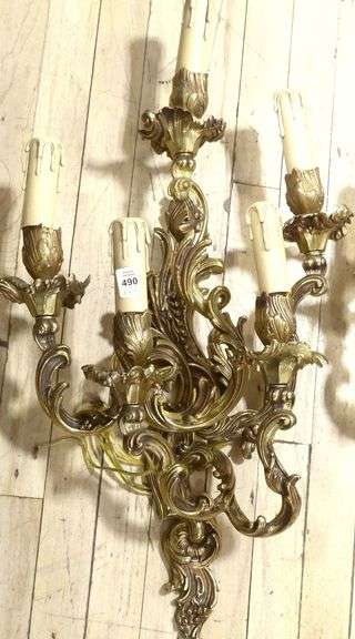 PAIR OF BRASS WALL SCONCES
