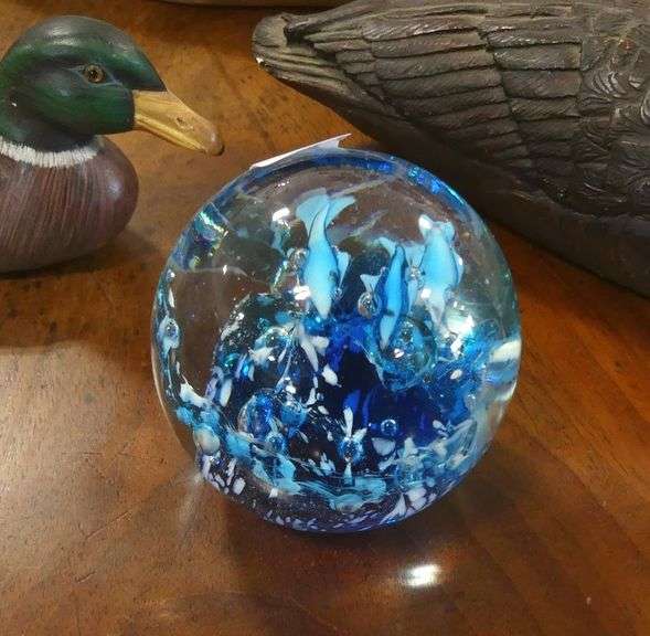 THREE DUCK FIGURINES AND PAPERWEIGHT