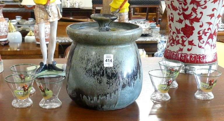 ART POTTERY AND SHOT GLASSES