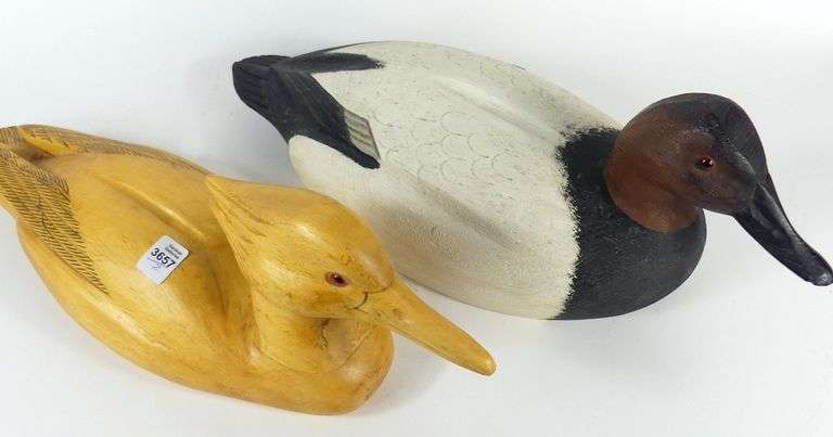 TWO SIGNED DUCK DECOYS
