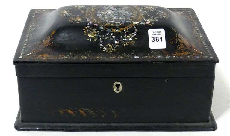 VICTORIAN PAPIER MACHE SEWING BOX