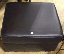 DARK BROWN LEATHER OTTOMAN