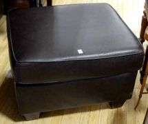 DARK BROWN LEATHER OTTOMAN