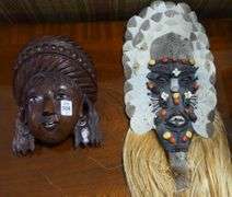 TWO DECORATIVE WALL MASKS