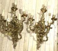 PAIR OF BRASS WALL SCONCES