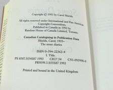 THE STONE DIARIES BY CAROL SHIELDS, SIGNED BY THE AUTHOR