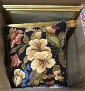 LARGE BOX LOT OF ARTWORK AND PILLOWS