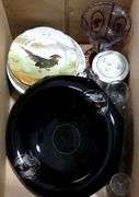 BOX LOT OF GLASS AND CHINA