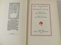 1924 THE TESTAMENTS OF FRANCOIS VILLON