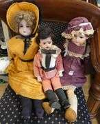 THREE ANTIQUE GERMAN BISQUE HEAD DOLLS