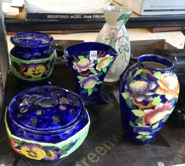 FIVE PIECES OF ENGLISH ART POTTERY