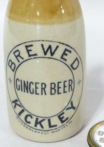 SWISS AUTO CLOCK AND GINGER BEER BOTTLE