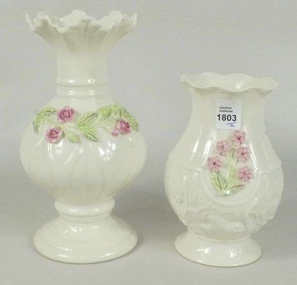 2 IRISH BELLEEK VASES