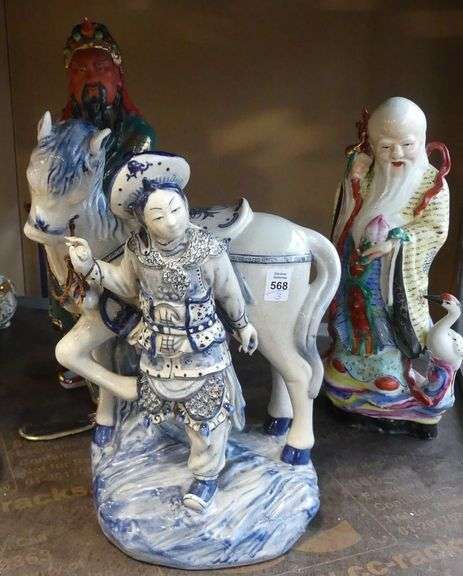 THREE LARGE CHINESE PORCELAIN FIGURINES
