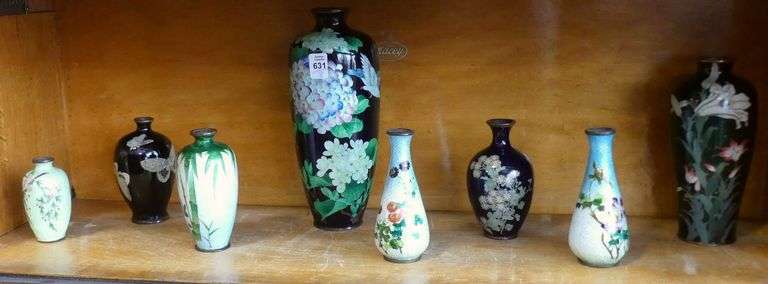 EIGHT JAPANESE CLOISONNE VASES