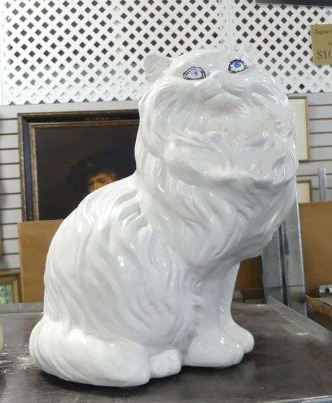 THREE LARGE CERAMIC "CAT" FIGURINES