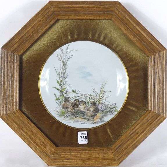 PAIR HAND-PAINTED BONE CHINA PLATES