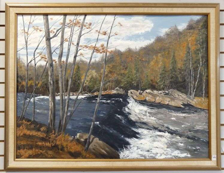 LARGE FRAMED "AUTUMN LANDSCAPE" OIL PAINTING
