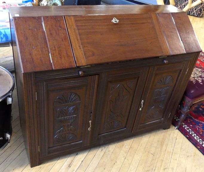 ART DECO SLANT FRONT WRITING DESK