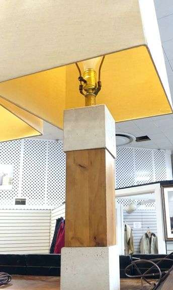 MCM TEAK AND TRAVERTINE TABLE LAMPS