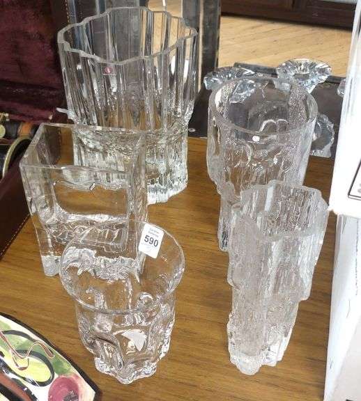 FIVE FINNISH ART GLASS VASES