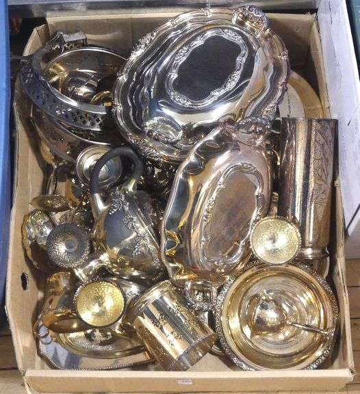 BOX LOT OF SILVER PLATE