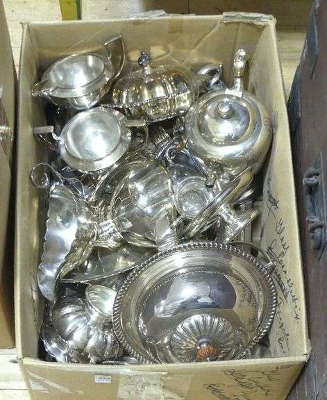 BOX LOT OF SILVER PLATE