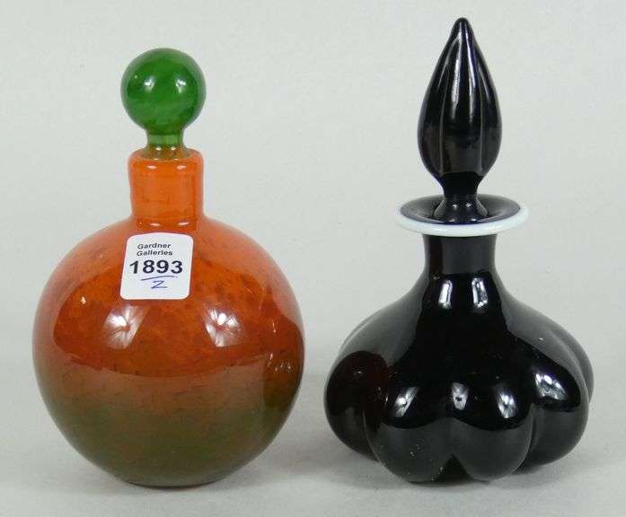 2 ART GLASS SCENT BOTTLES