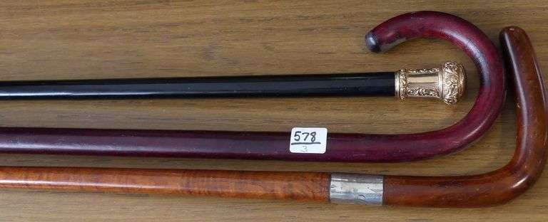 TWO WALKING STICKS AND CANE