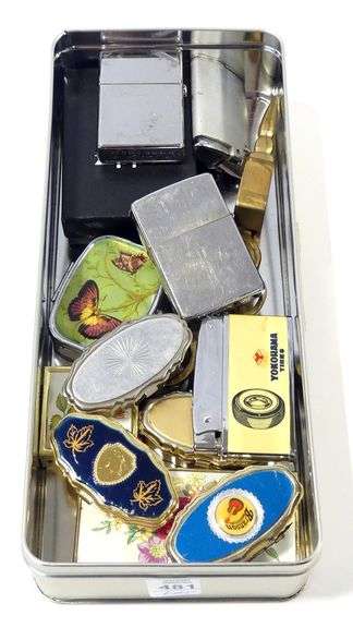 LIGHTERS, PILL BOXES AND CANDLE SNUFFER