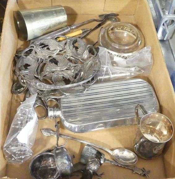 BOX OF SILVER PLATE CURIOS