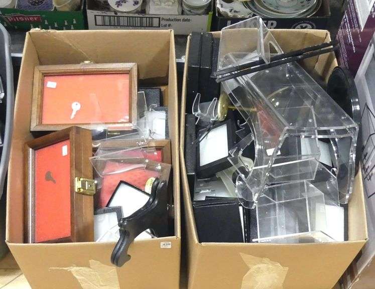 TWO BOX LOTS OF SHADOWBOX CASES, ETC.