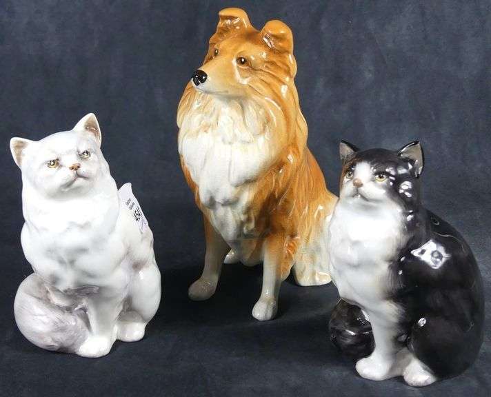PORCELAIN DOG & CAT FIGURINES