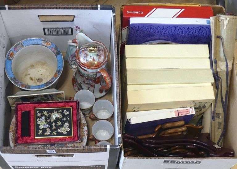 2 BOX LOTS OF ASIAN PORCELAIN, PLATES, ETC.