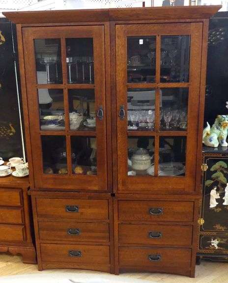 MISSION STYLE OAK BOOKCASE UNIT