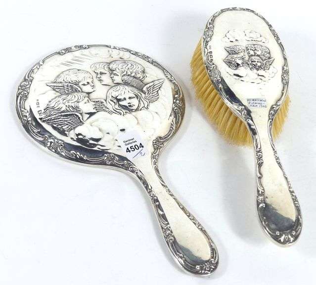 STERLING VANITY MIRROR & BRUSH