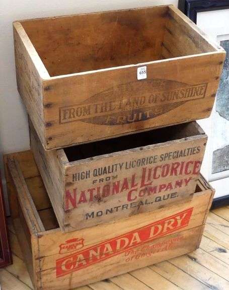 THREE WOODEN CRATES