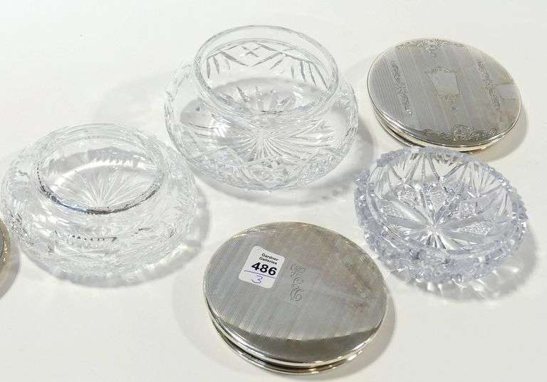 THREE STERLING LIDDED DRESSER JARS