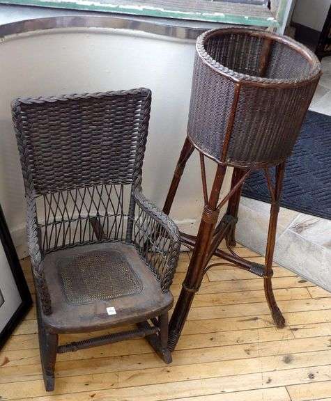 CHILD'S ROCKER AND PLANT STAND