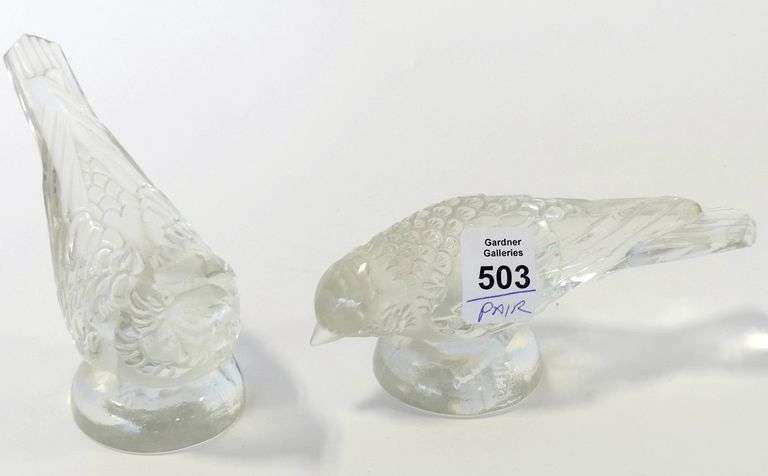 PAIR OF CRYSTAL "BIRD" PAPERWEIGHTS