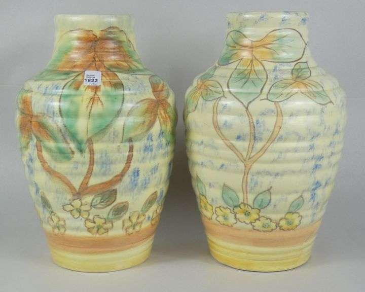 PAIR LARGE ENGLISH POTTERY VASES
