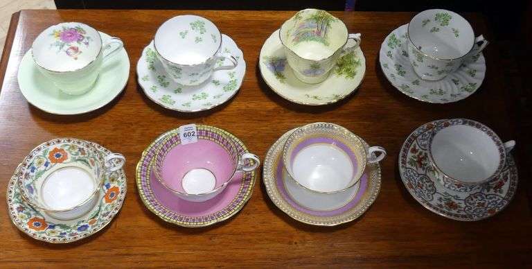 EIGHT AYNSLEY CUPS AND SAUCERS