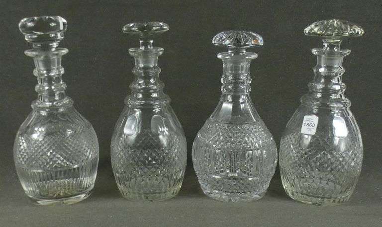 4 ANTIQUE CRYSTAL DECANTERS