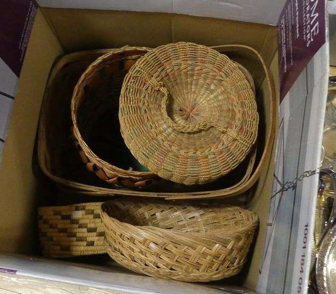 LARGE BOX OF WICKER BASKETS