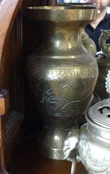CHINESE BRASS VASE AND KORO